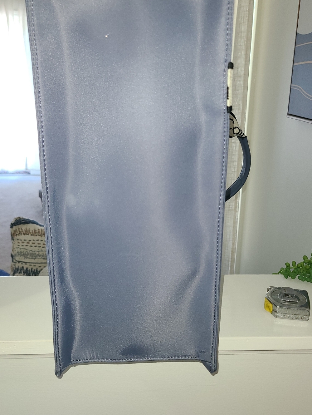 NWT! Calvin Klein Dusty Blue Tote with Branded White & Black Straps - Picture 9 of 13